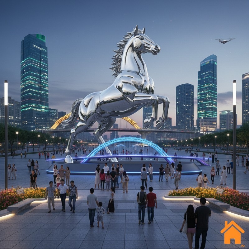 Linh vật ngựa 2026 Đà Nẵng - Thi Công Biểu Tượng Mô Hình Inox