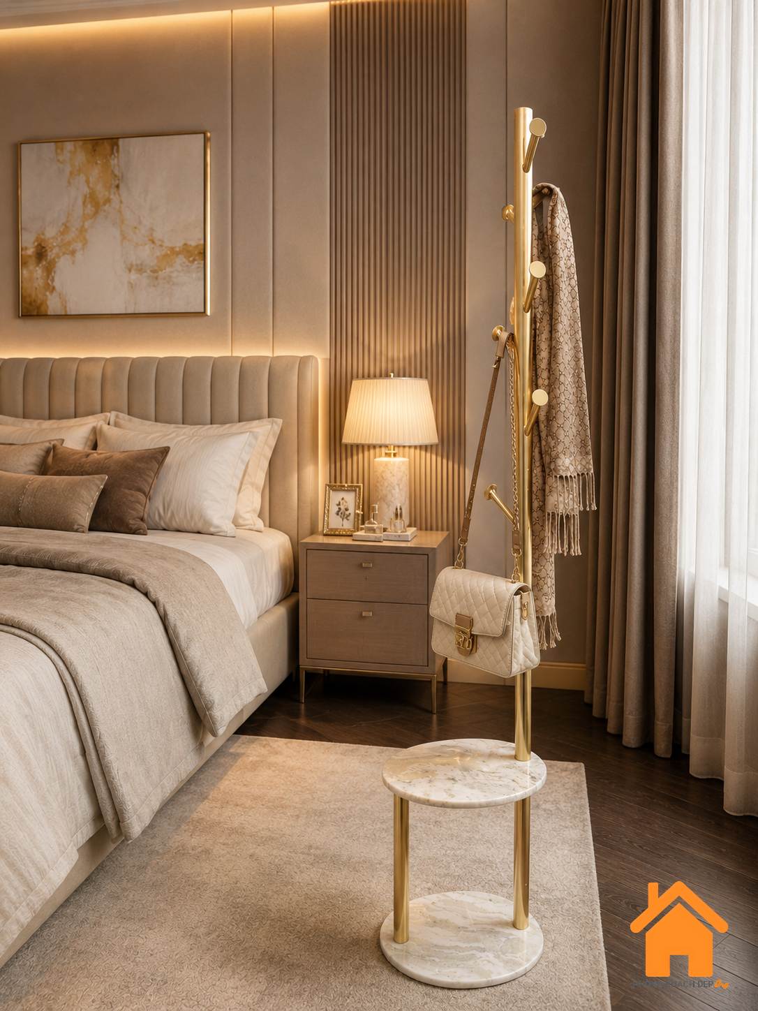 Cây Treo Đồ Kiêm Bàn Phụ Đá Tự Nhiên Luxury 1