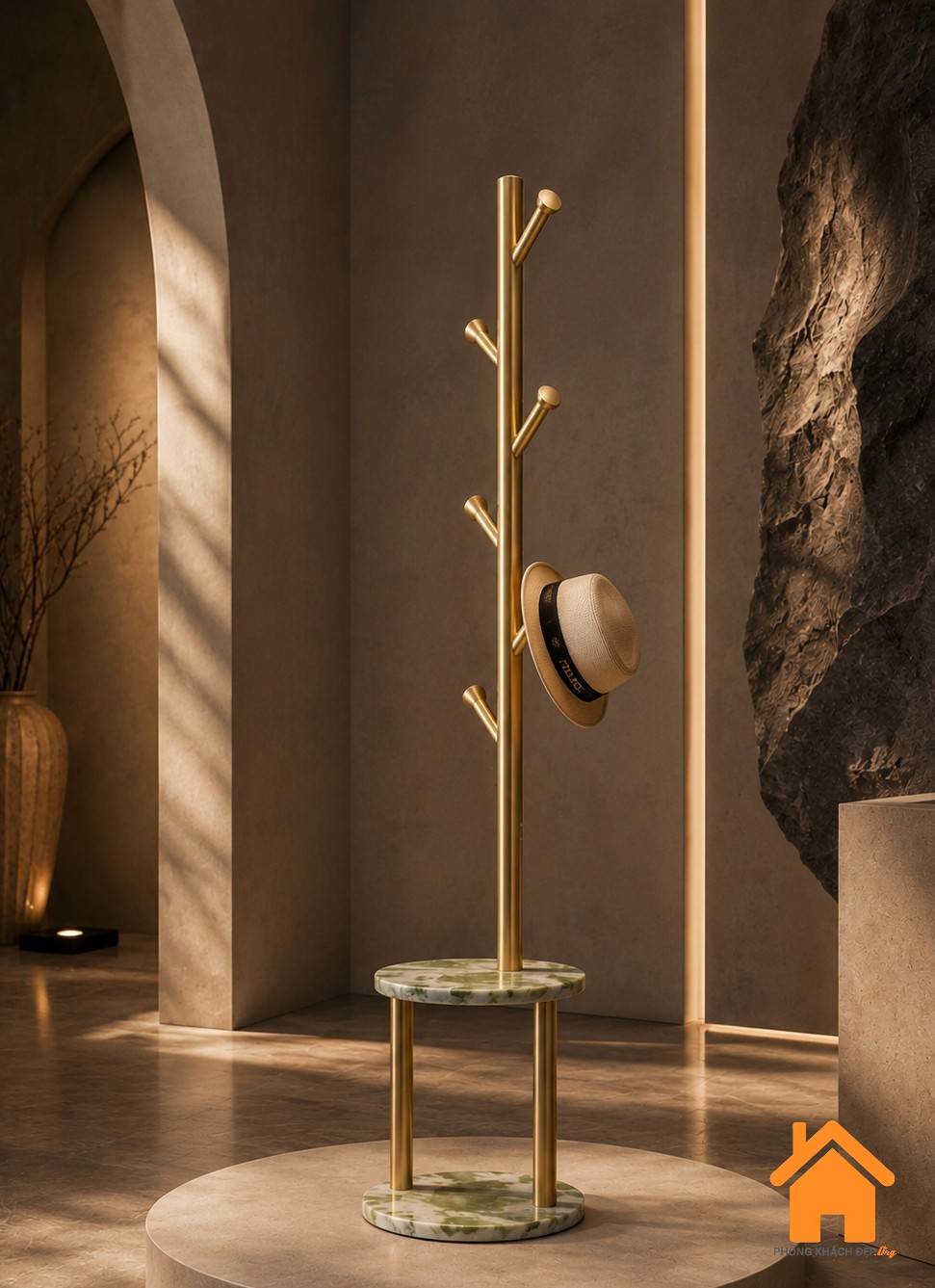 Cây Treo Đồ Kiêm Bàn Phụ Đá Tự Nhiên Luxury 10