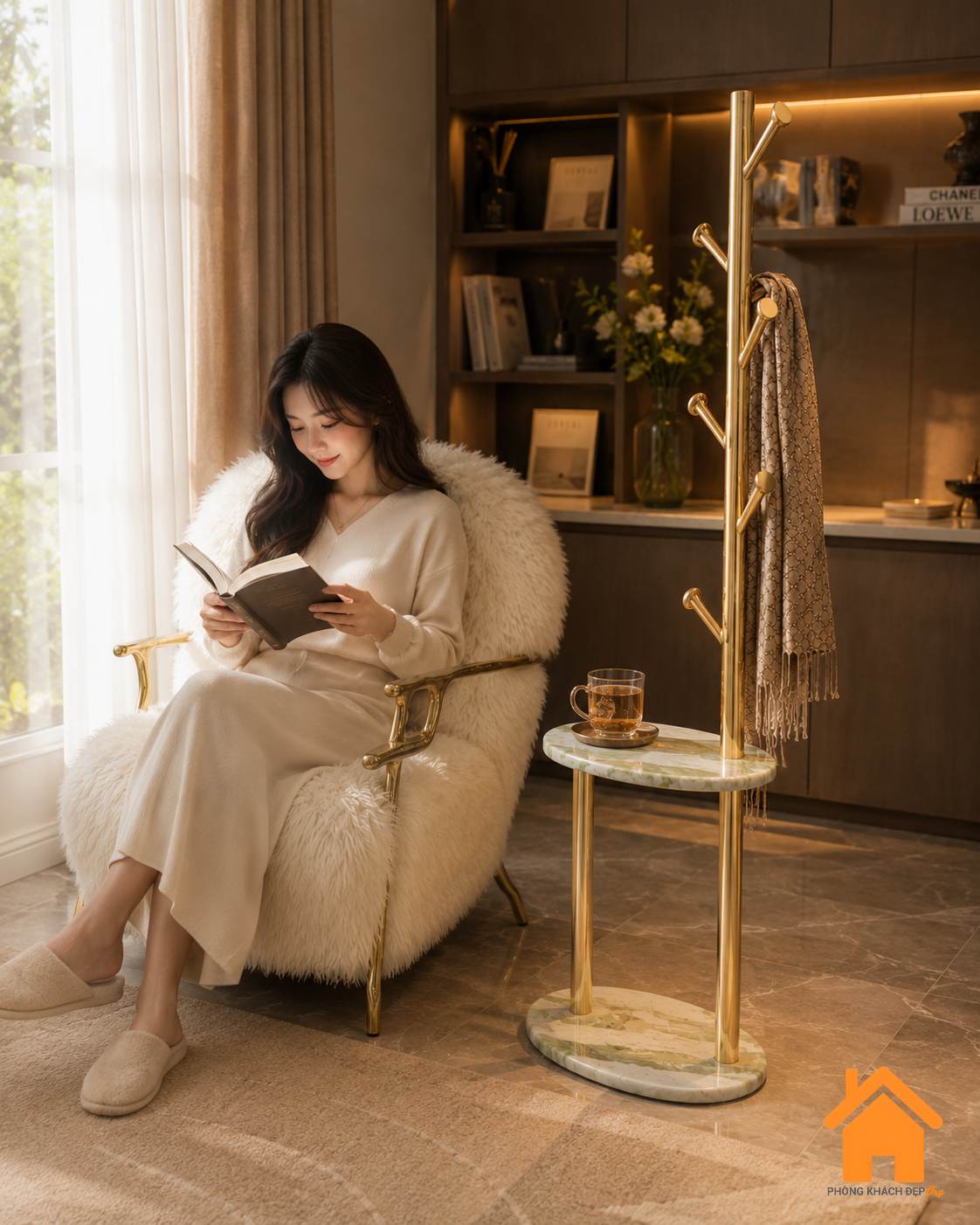 Cây Treo Đồ Kiêm Bàn Phụ Đá Tự Nhiên Luxury 5