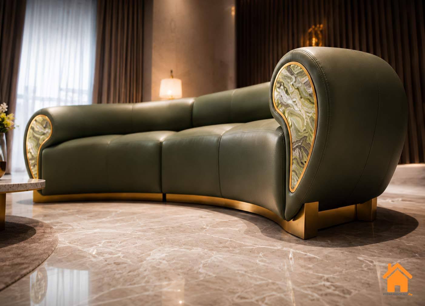 Ghế Sofa Cong Tay Vịn Ốp Đá Cẩm Thạch 7