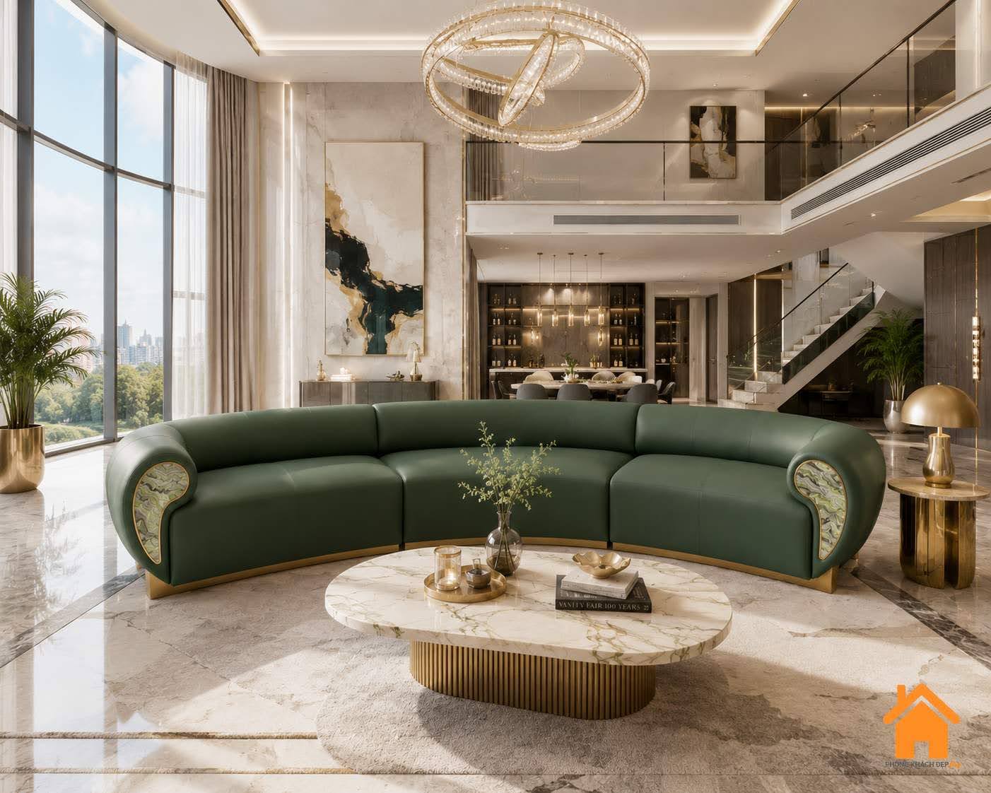Ghế Sofa Cong Tay Vịn Ốp Đá Cẩm Thạch 8