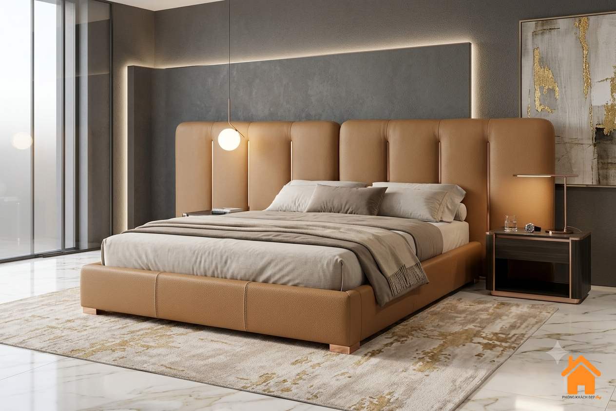 Giường Bọc Nệm Đầu Dài Hiện Đại PKD 01 10