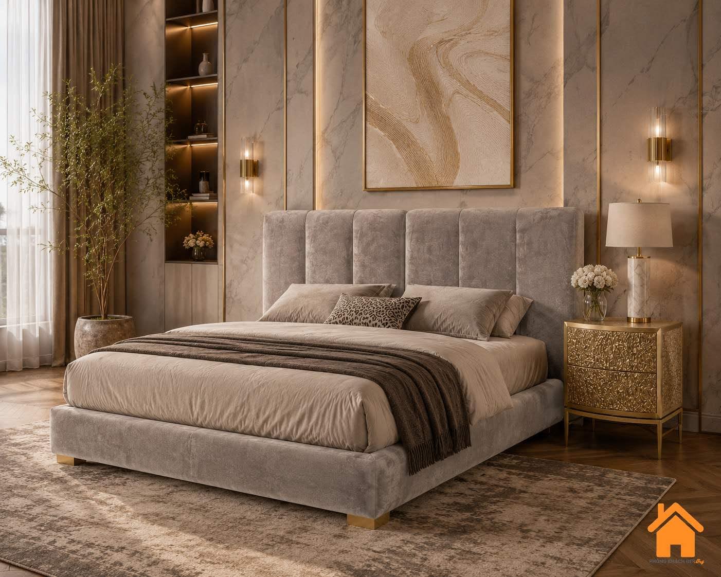 Giường Bọc Nệm Đầu Dài Hiện Đại PKD 01 7
