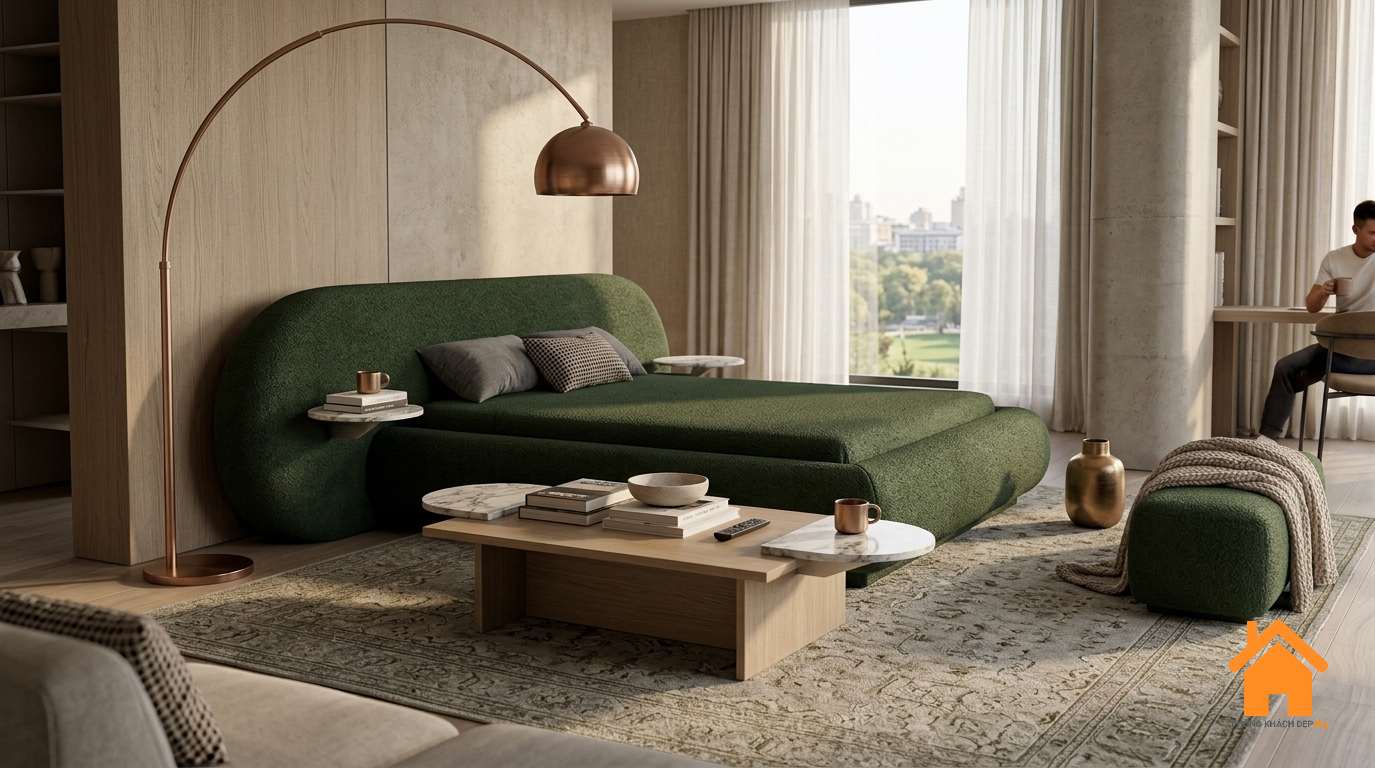 Giường Bọc Nệm Đầu Dài Hiện Đại PKD 02 3