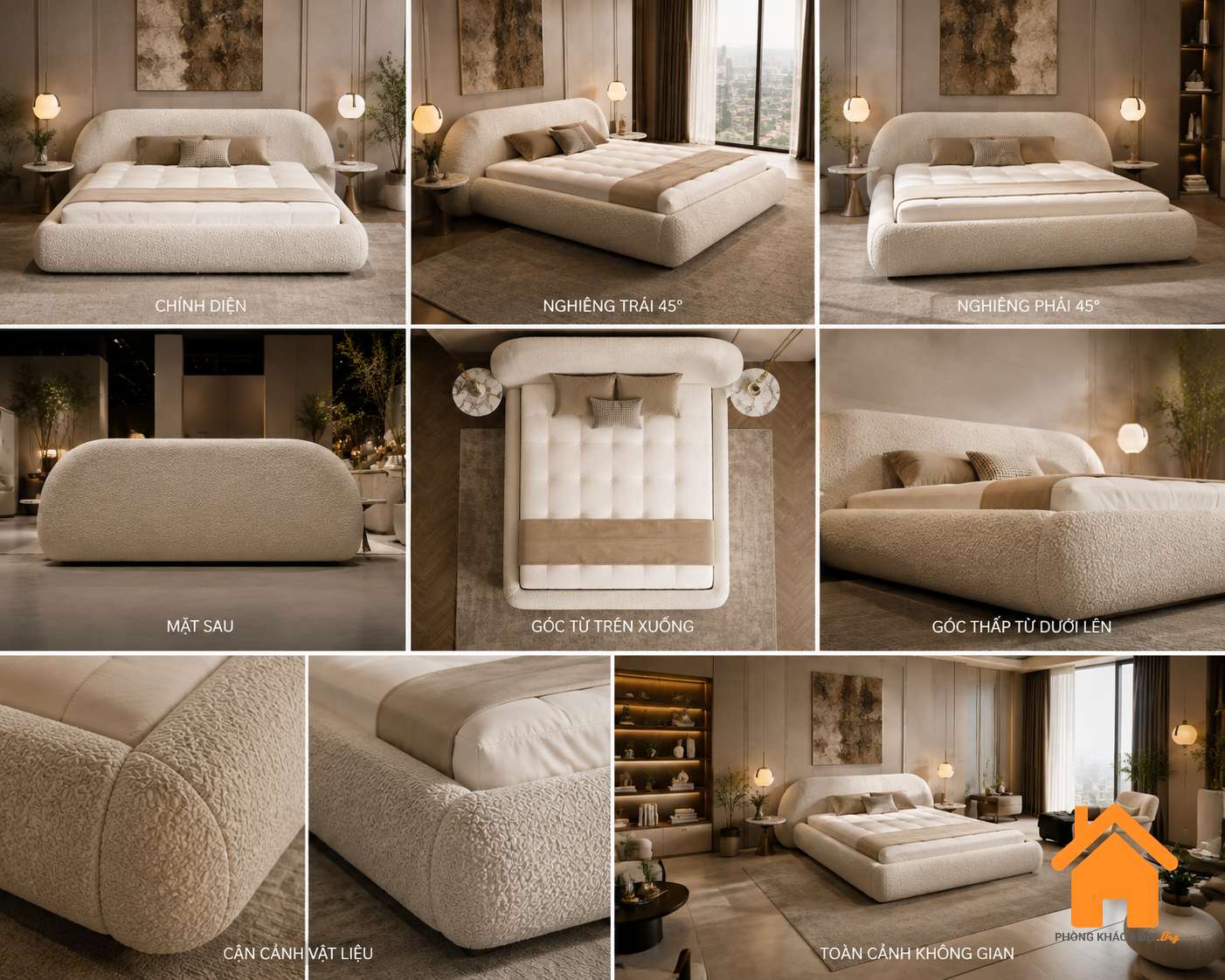 Giường Bọc Nệm Đầu Dài Hiện Đại PKD 02 6