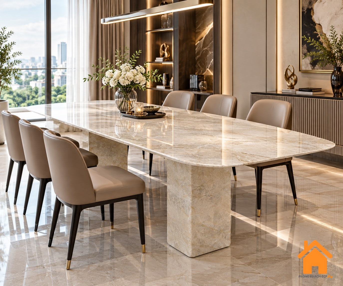 Bàn ăn Đá Tinh Thể Thạch Anh - Quartz Crystal Dining Table 1