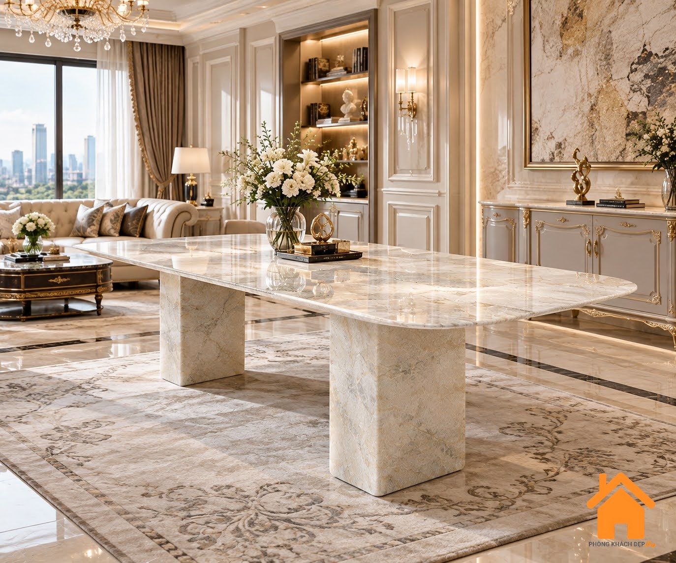 Bàn ăn Đá Tinh Thể Thạch Anh - Quartz Crystal Dining Table 2