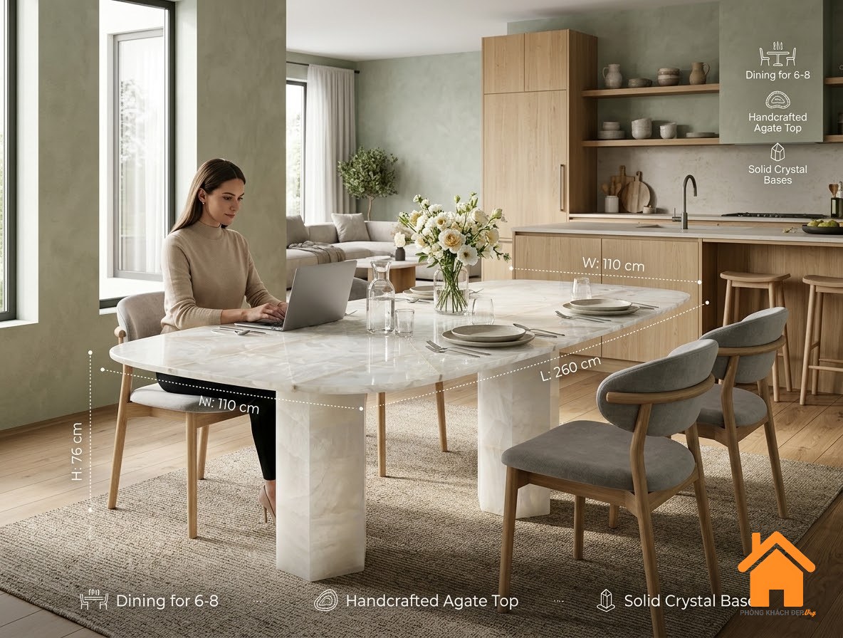 Bàn ăn Đá Tinh Thể Thạch Anh - Quartz Crystal Dining Table 5