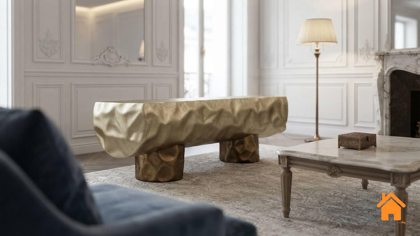 Băng Ghế Dài Đa Năng - Kệ Tivi - Bàn Sofa Hiệu Ứng Kim Loại 10