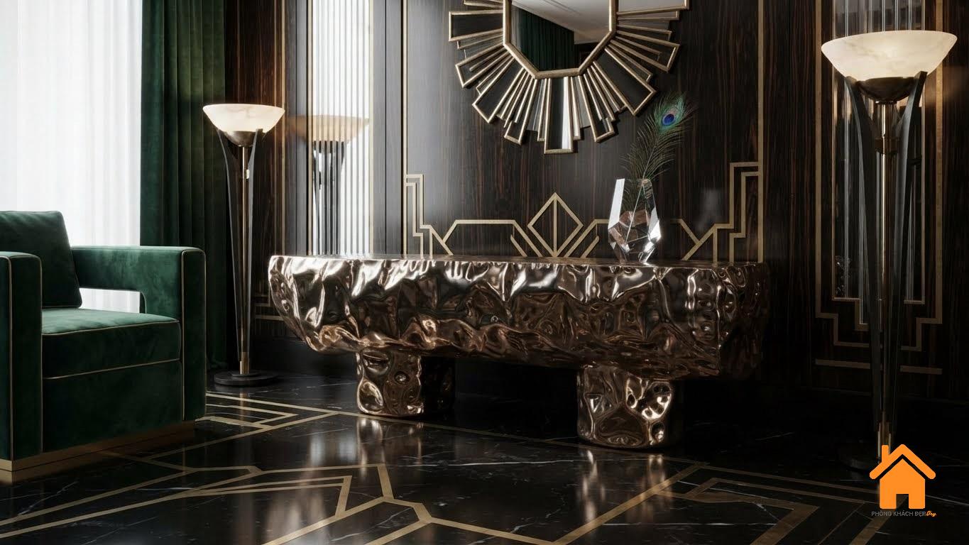 Băng Ghế Dài Đa Năng - Kệ Tivi - Bàn Sofa Hiệu Ứng Kim Loại 11