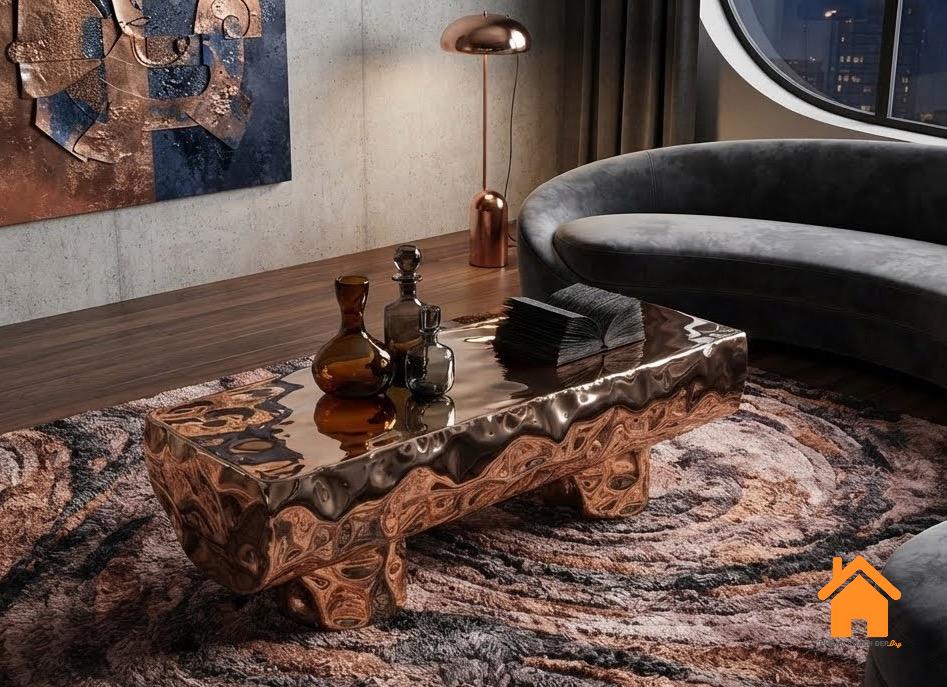 Băng Ghế Dài Đa Năng - Kệ Tivi - Bàn Sofa Hiệu Ứng Kim Loại 4