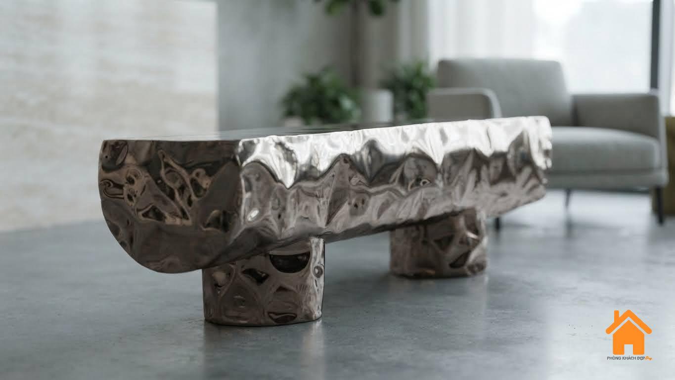 Băng Ghế Dài Đa Năng - Kệ Tivi - Bàn Sofa Hiệu Ứng Kim Loại 5