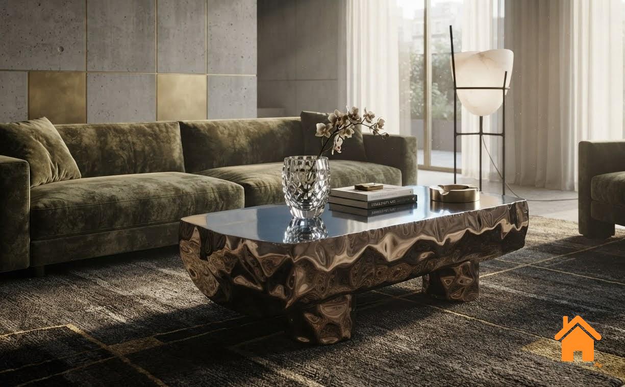 Băng Ghế Dài Đa Năng - Kệ Tivi - Bàn Sofa Hiệu Ứng Kim Loại 9
